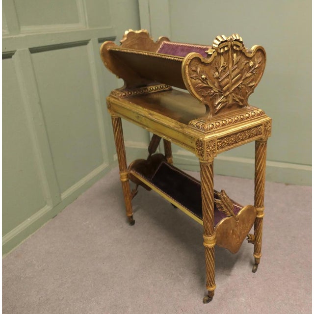 Italian Rococo 2 Tier Gold Book Trough This is a very romantic piece the carved gilded sides have representations of old...