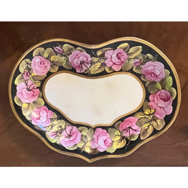 Antique Early 19th Century Derby Porcelain Kidney Shape Dish With Hand Painted Rose Border For Sale - Image 9 of 9