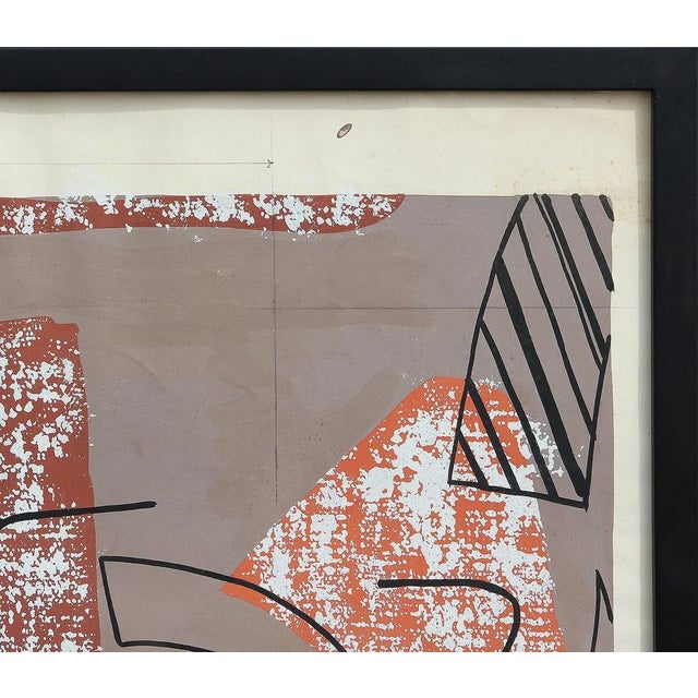 Early 20th Century Modern Orange, Brown, Yellow, and Black Geometric Abstract Pattern Painting by John Little For Sale - Image 4 of 13