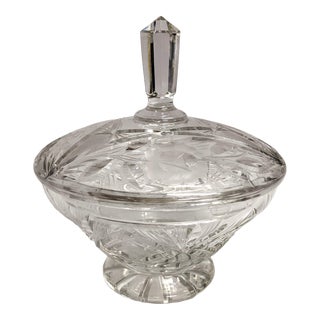 Cut Crystal Candy Bowl With Lid For Sale