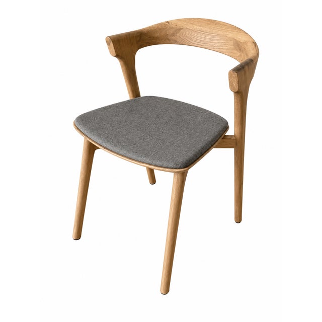 Pair of Ethnicraft Bok Dining Chairs by Alain Van Havre – Solid Teak With Warm Grey Cushions – Showroom Models For Sale In New York - Image 6 of 9