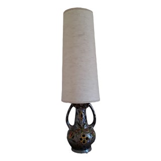 Vintage Table Lamp on Ceramic Base in Fat Lava style, 1970s For Sale
