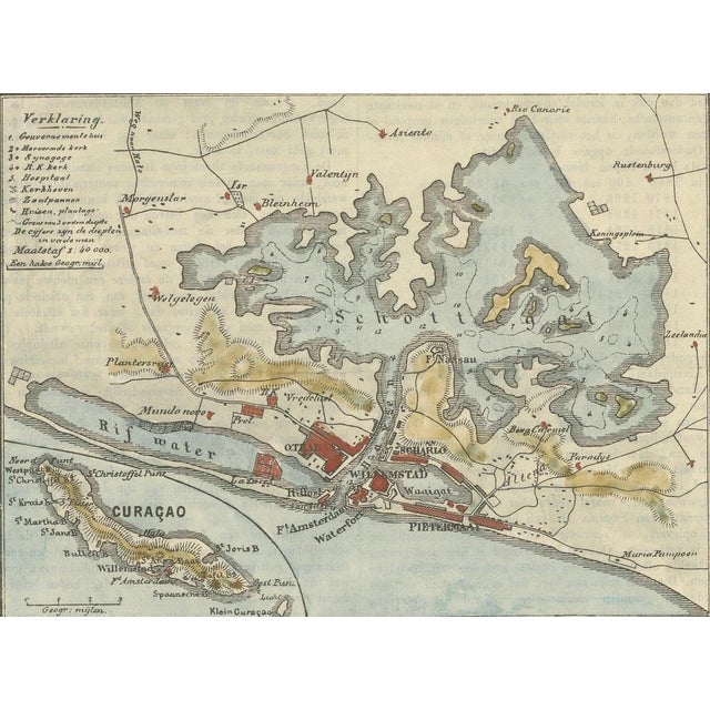 Paper Small Map of St. Anna Bay and Willemstad, 1880 For Sale - Image 7 of 10
