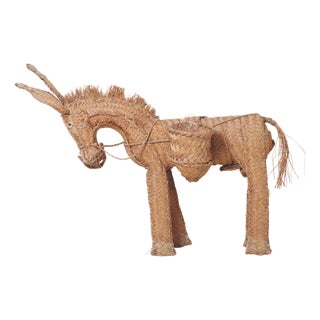 Spanish Hand-Woven Wicker Donkey, 1950s For Sale