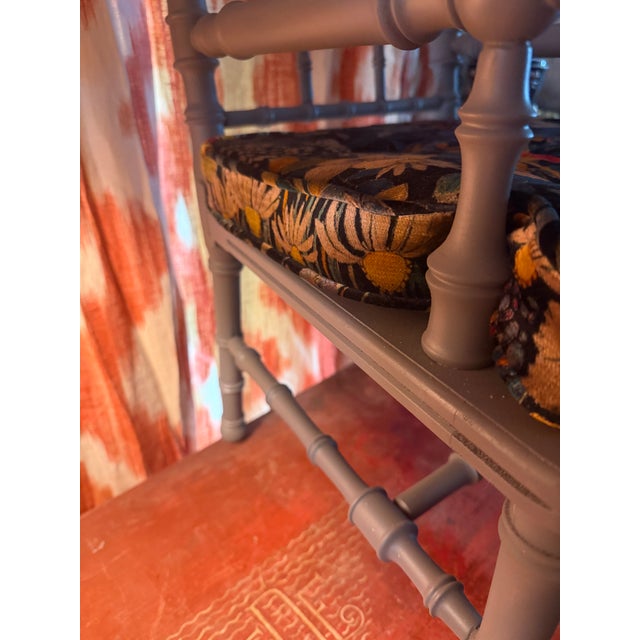 Gray Arts and Crafts Style Faux Bamboo Child’s Chair. Liberty of London Fabric Cushion For Sale - Image 8 of 8