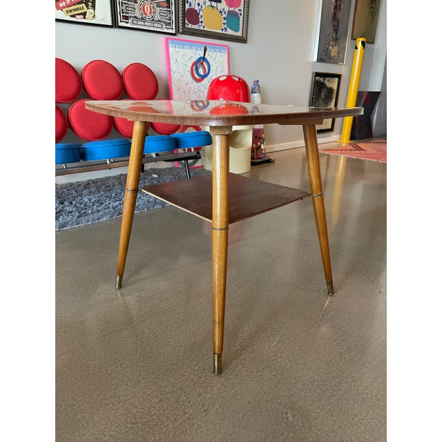 1950s Vintage German Inlaid Wood Chess Table Side Double Decker Magazine Telephone For Sale In Las Vegas - Image 6 of 11