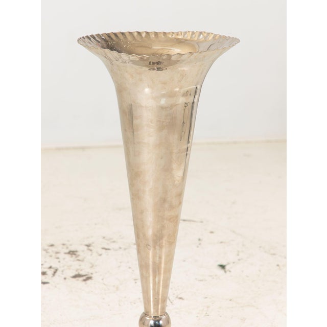 Traditional Silver Plate Footed Vase With Scalloped Lip, 2010s India For Sale - Image 3 of 7