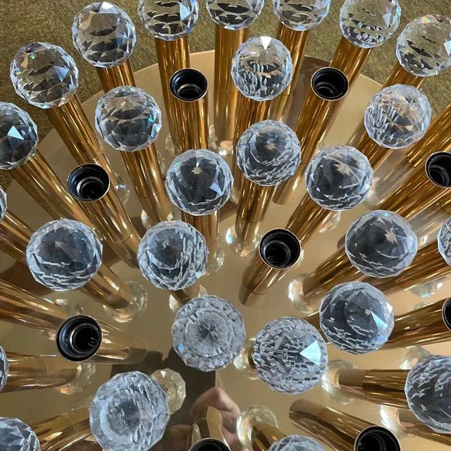 Hollywood Regency Glass and Brass Ceiling Light from Ernst Palme Palwa, Germany, 1970s For Sale - Image 9 of 18