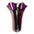 Vintage Murano Oggetti Label Red Blue Yellow Black Gray Bands Italian Art Glass Tall Fazzoletto Flower Vase For Sale