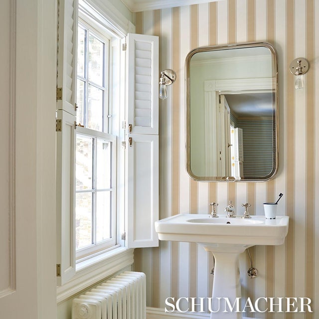 2020s Sample - Schumacher Rafe Stripe Wallcovering In Neutral For Sale - Image 5 of 6
