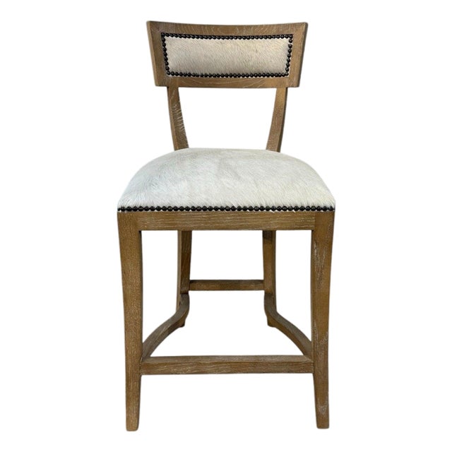 Carvell Counter Stool - White Cowhide / Oak Frame For Sale