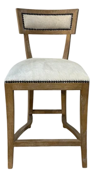 Carvell Counter Stool - White Cowhide / Oak Frame