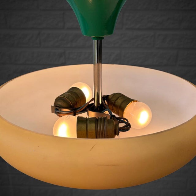 Green Scandinavian Functionalist Ceiling Lamp from Böhlmarks, Sweden, 1930s For Sale - Image 8 of 14