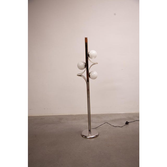 Brown Vintage Floor Lamp in Brushed Metal and Opaline, 1969 For Sale - Image 8 of 17