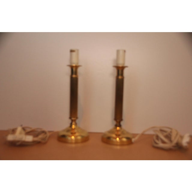 Mid-Century Modern Minimalist Gilt Table Lamps, 1970s, Set of 2 For Sale - Image 3 of 16