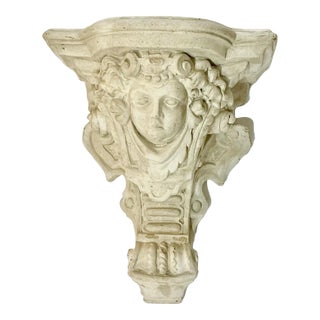 Vintage French Architectural Neoclassical Style Concrete Cherub or Putti Wall Bracket Shelf For Sale