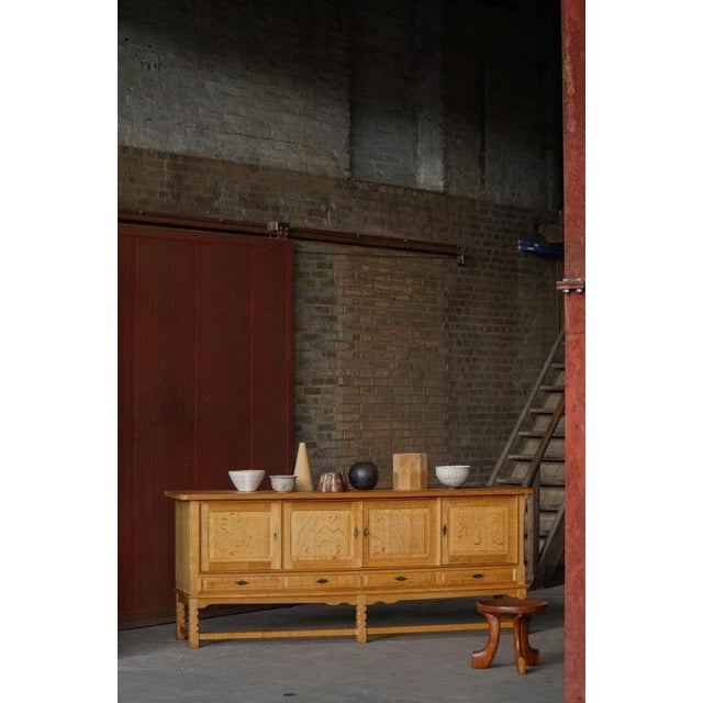 Mid-Century Brutalist Danish Sideboard in Oak by Henning Kjærnulf, 1960s For Sale - Image 9 of 18