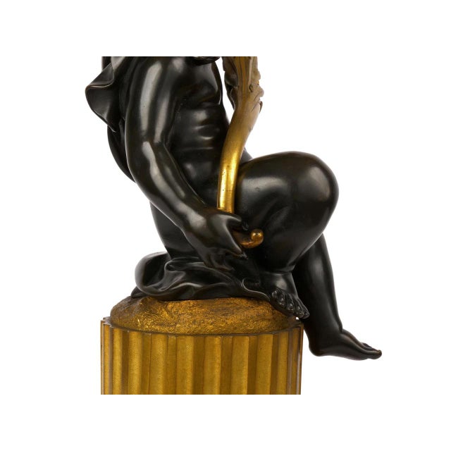 Pair of French Bronze Seven-Light Candelabra Lamps Ca. 1880 For Sale - Image 17 of 18