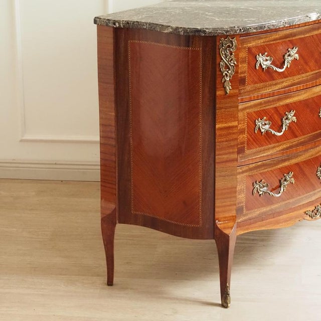 Brown Antique French Chest of Drawers with Marble Top, 1800s For Sale - Image 8 of 17