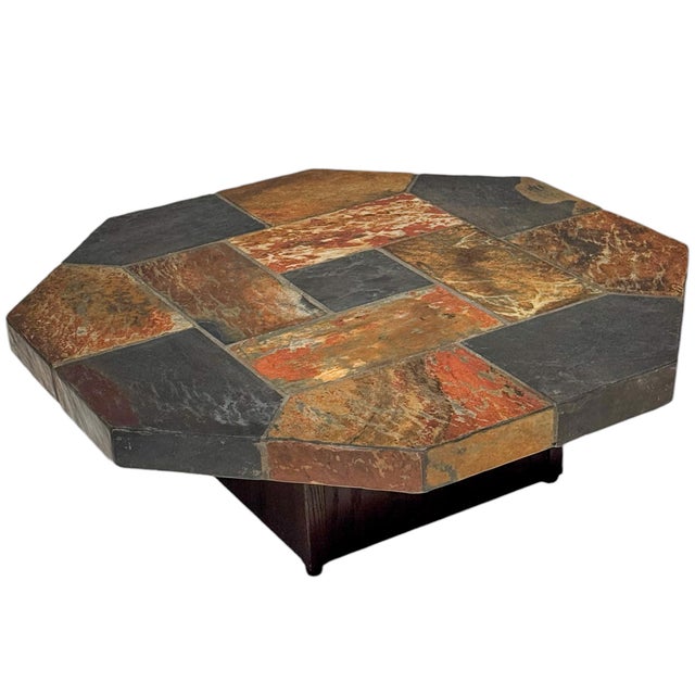 Mid-Century Modern Brutalist Slate Stone Coffee Table, 1960s For Sale - Image 4 of 7