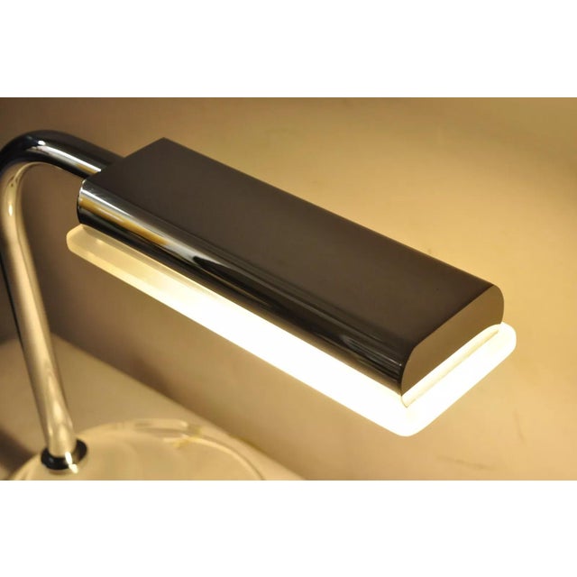 Vintage Mid Century Modern Sculptural Chome & Lucite Arch Table Desk Lamp For Sale - Image 4 of 12