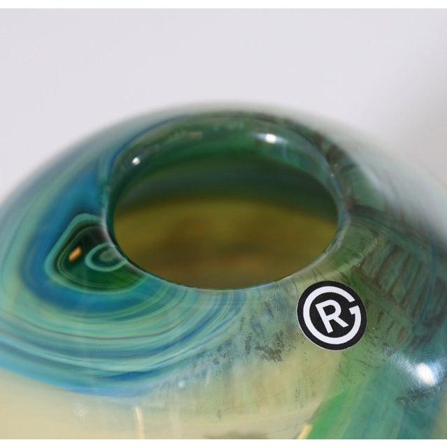 Contemporary Art Glass Graal Vase Unique Robert Oldergaarden 1990s Fish Decor For Sale - Image 3 of 5