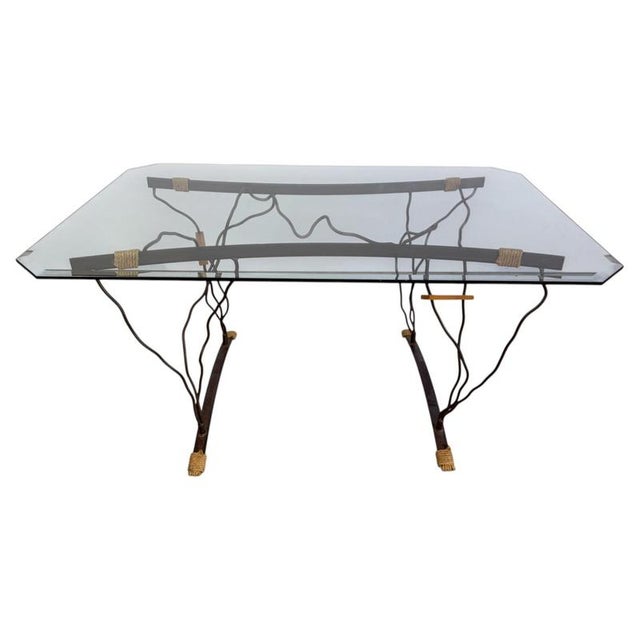 Vintage Organic Wrought Iron and Glass Dining Table, 1970s For Sale - Image 18 of 18