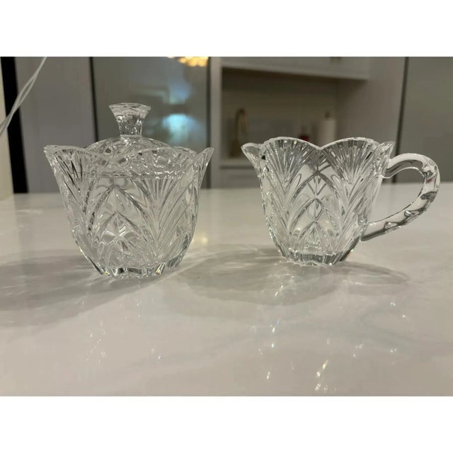 Vintage Crystal Sugar & Creamer Set For Sale - Image 9 of 12