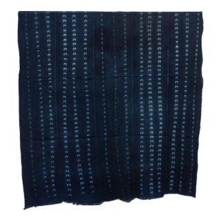 Vintage African Mossi "Sahelian Ripple" Indigo Throw For Sale