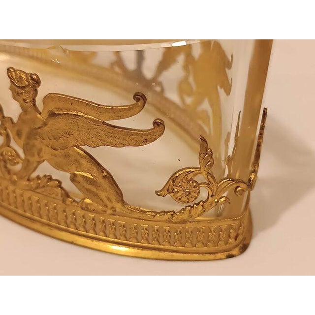 19th C French Empire Clear Crystal Ormolu Jardiniere Cachepot - 1 Pc For Sale - Image 4 of 18