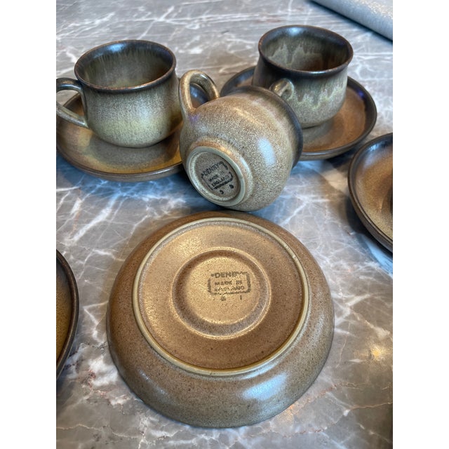 Mid-Century Denby Cup and Saucers Set- 16 Pieces For Sale - Image 10 of 11