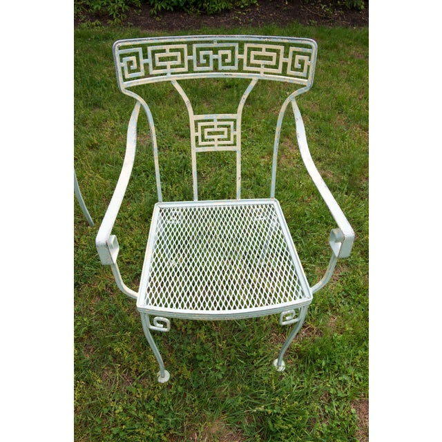 1940s Salterini Greek Key Wrought Iron Dining Set in Aqua Finish, Attributed, 5 Pieces For Sale - Image 13 of 13