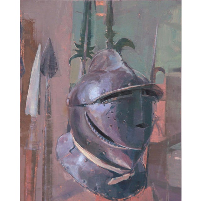 Fleer by Elena Burykina | Oil on panel Helmet and spears on display For Sale