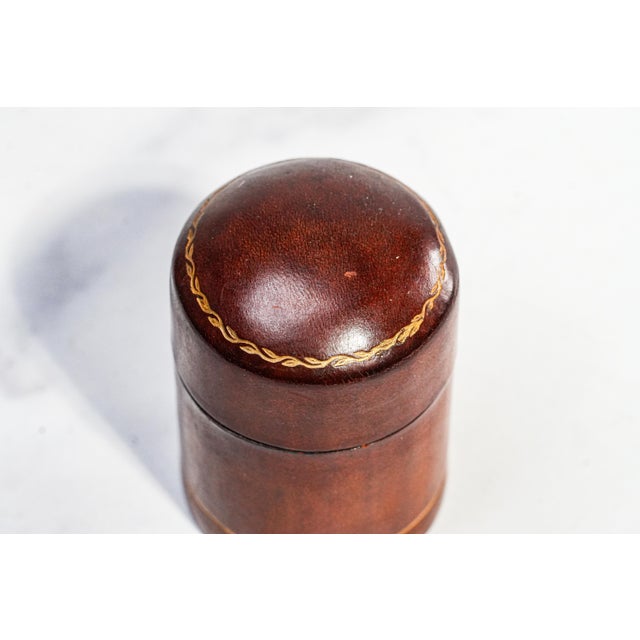 1950s Neat Trio Collection of Mid Century Vintage Italian Leather Boxes Italy Home Decor For Sale - Image 5 of 13