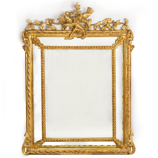 Pair of 19th Century French Neoclassical Antique Giltwood “Wedding” Mirrors For Sale - Image 4 of 18