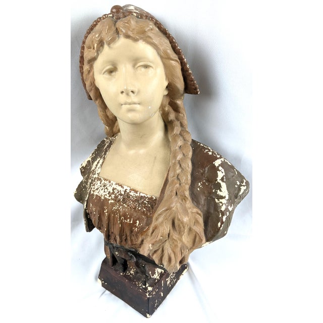 Antique Van Hassels Brussels Venetian Girl Bust, After Riccardo Aurili, With Gryphon Base For Sale - Image 14 of 18