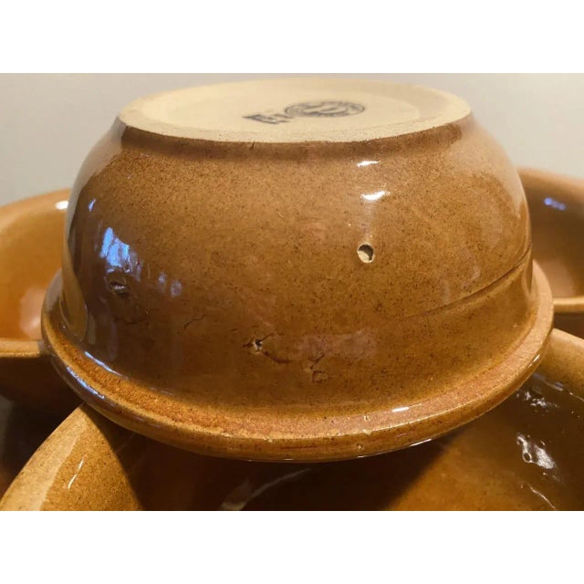 1970s Rustic Farmhouse Pearsons of Chesterfield Stoneware Bowls Made in England- Set of 6 For Sale In Los Angeles - Image 6 of 8