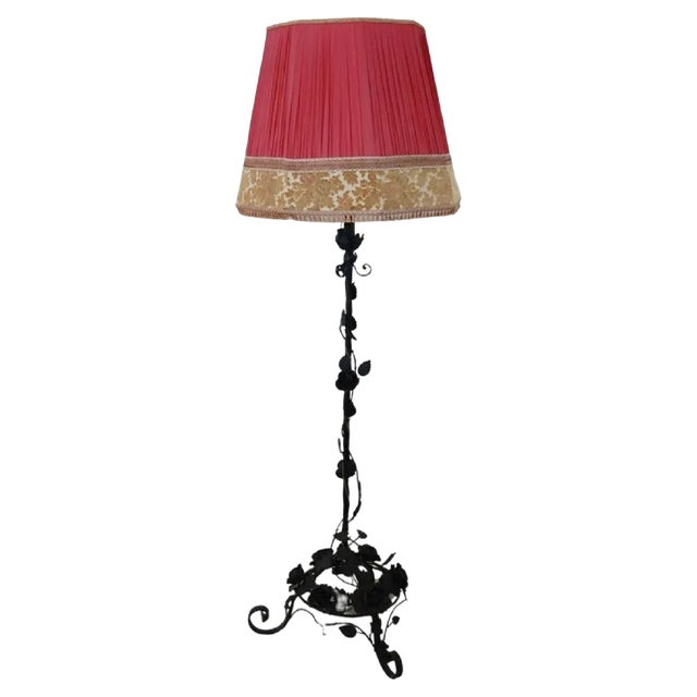 Early 20th Century Art Nouveau Iron Floor Lamp, 1890s For Sale