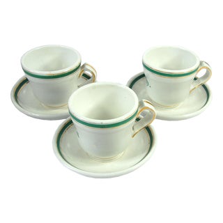 Large Belgian Porcelain Cups and Saucers, 1890s, Set of 6 For Sale