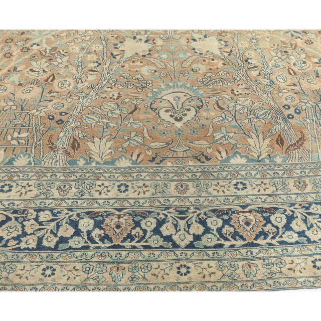 Beige Authentic Persian Meshad Handmade Wool Rug For Sale - Image 8 of 8