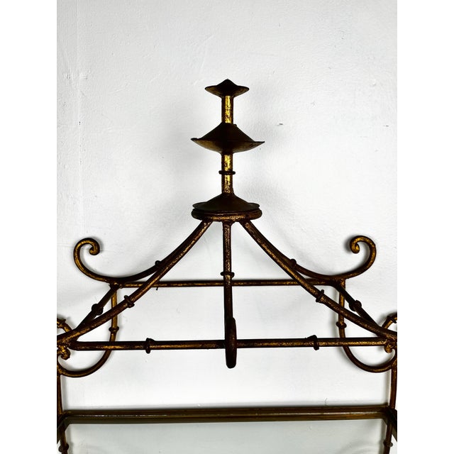 Mid 20th Century Vintage Chinoiserie Gilt Pagoda Wall Shelf For Sale - Image 5 of 11