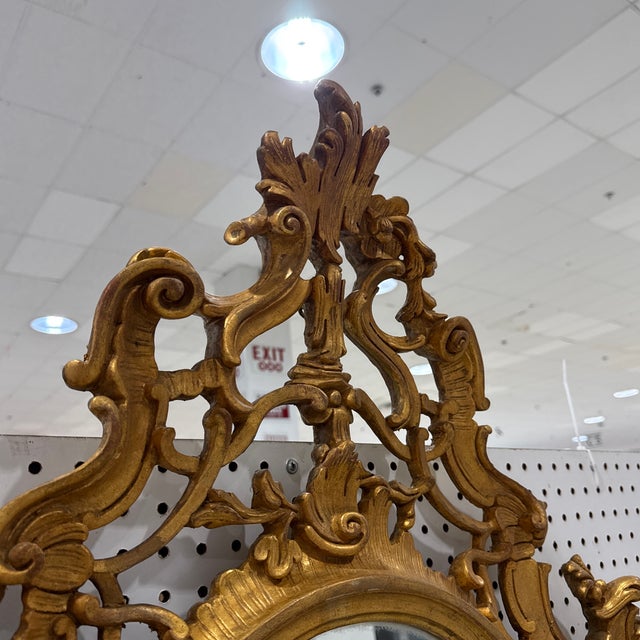 1960s Pair Vintage Italian Mid Century Florentine Gold Gilt Wall Mirrors For Sale - Image 5 of 12