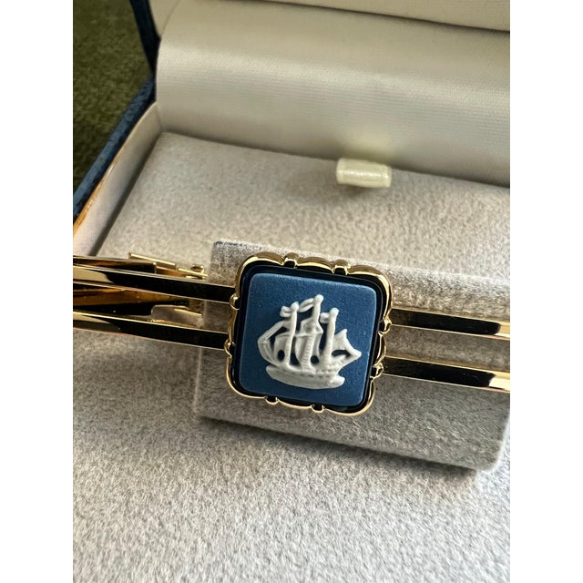 Vintage Royal British “Wedgwood” Jasper ware Gold Plate Tie Clip Circa 1980 For Sale - Image 11 of 12