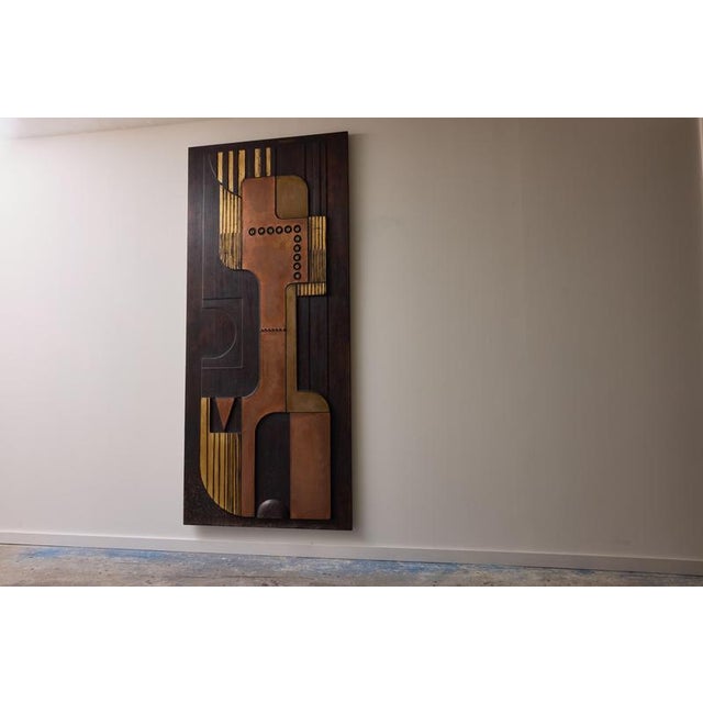 Nerone Ceccarelli, Large Abstract Sculpture: SC3, 1983, Brass, Copper & Wood For Sale - Image 16 of 16