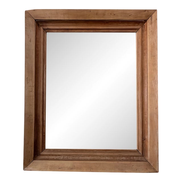 English 19th C Pine Mirror With Old Glass in Good Condition For Sale