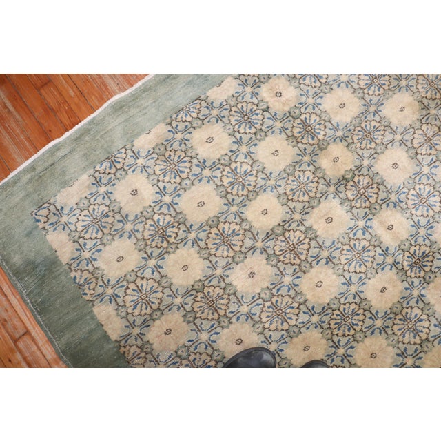 Green Zabihi Collection Mid 20th Century Turkish Deco Rug For Sale - Image 8 of 18
