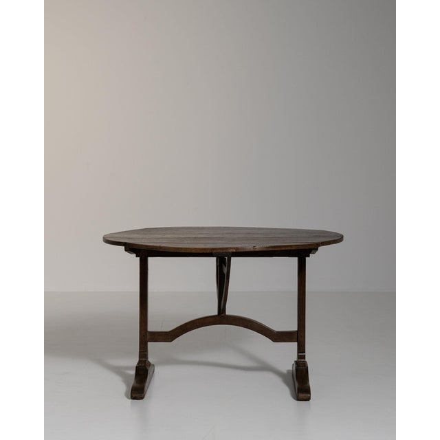 Wood 19th Century France Rich Walnut Brown Round Tilt-Top Drop-Leaf Table For Sale - Image 7 of 11