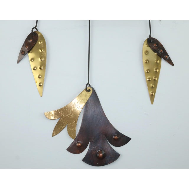 Gold Cesar Vasquez Copper, Brass & Enamel Chicken Sculpture Wall Hanging, 1970’s For Sale - Image 8 of 10