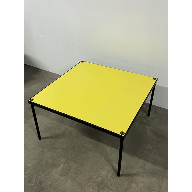 Table with Yellow Formica Top and Metal Legs from Cerutti, 1960, in Very Good conditions. Designed 1960 to 1969 This piece...