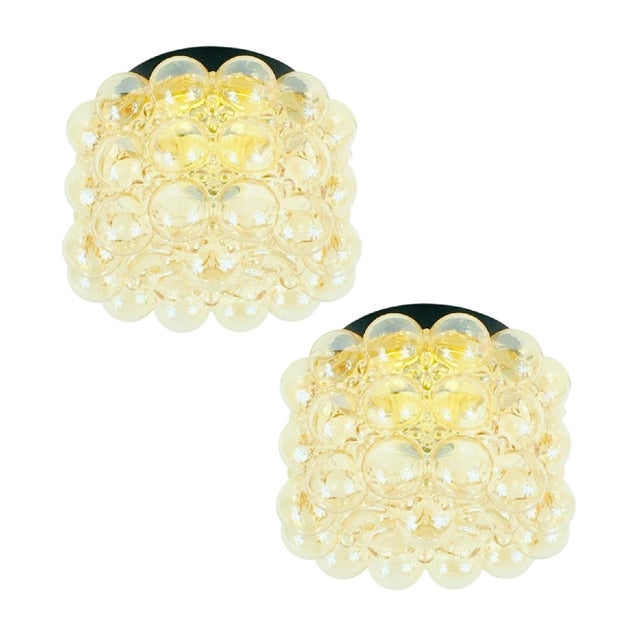 Mid-Century Modern Amber Bubble Glass Ceiling Lights by Helena Tynell for Limburg, Germany, 1960s, Set of 2 For Sale - Image 9 of 9